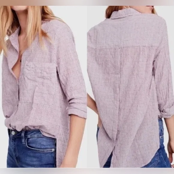 Free People No Limits Stripe Stretch
Cotton Shirt - Picture 16 of 16